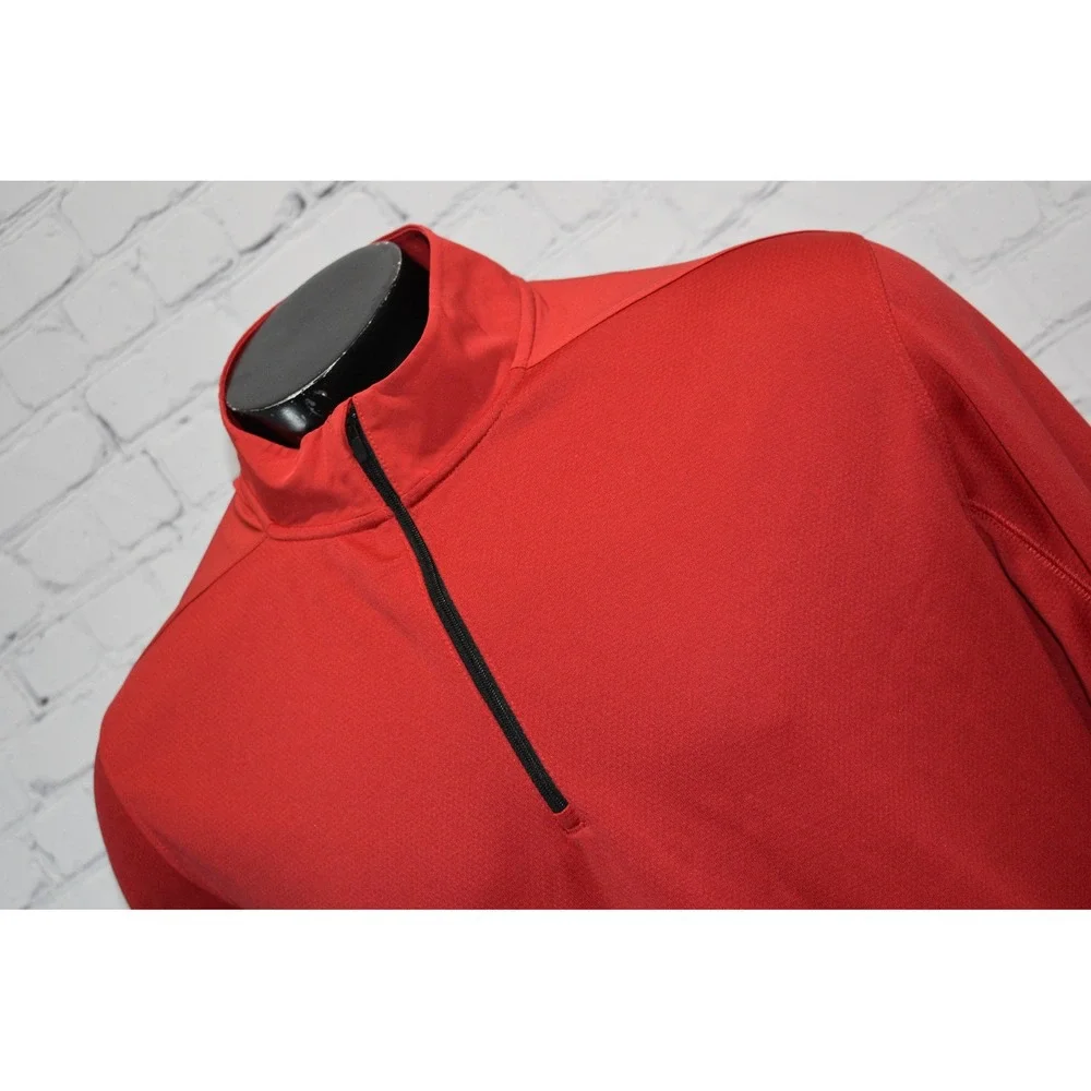 Nike Golf Pullover Mens XL Red Dri-Fit Quarter Zip Long Sleeve Sportswear Poly